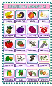 English Worksheet: Fruits Pictionary Part 2