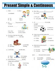 English Worksheet: Present Simple & Continuous Test
