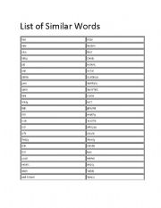 English Worksheet: Similar Words