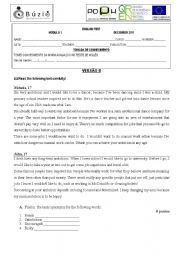 English Worksheet: Evaluation test - module 1- professional courses