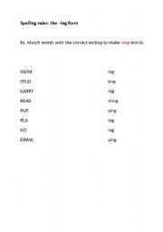 English Worksheet: Spelling rules: the ing form