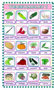 English Worksheet: Vegetables