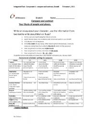 English Worksheet: compare and contrast