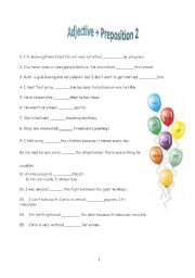 English worksheet: Adjective + Prepositions Exercise 2
