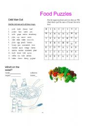 English Worksheet: Food Puzzles  