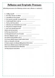 English worksheet: reflexive pronouns