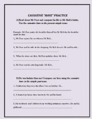English Worksheet: Causative Have Practice - Intermediate Level