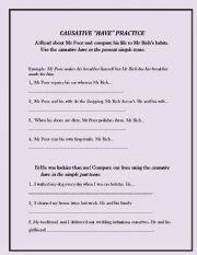 English Worksheet: Causative Have Practice - Intermediate Level