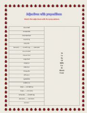 Match the adjectives with the prepositions