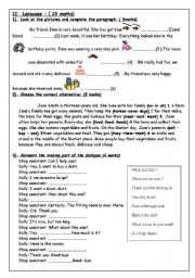 English Worksheet: end of term test n2 7th form reading part