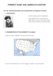 English Worksheet: Forrest Gump and American history