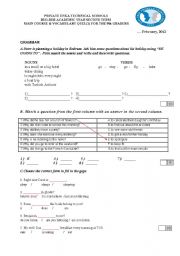 English Worksheet: Grammar and Vocabulary Quiz (Elementary)