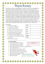 English Worksheet: Wayne Rooney, famous footballer