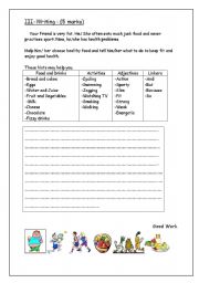English Worksheet: writing about keeping fit