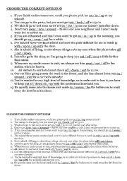 English Worksheet: Phrasal Verbs CHOOSE