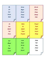 English Worksheet: irregular verbs pair game