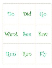 English Worksheet: irregular verbs card game