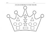 English Worksheet: Crown and shapes
