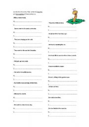 English Worksheet: Affirmative, negative, interrogative sentences.