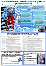 English Worksheet: PERSONAL INFORMATION 2 - GHOULIA