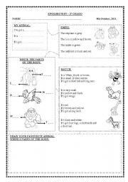 English worksheet: Test about Animals