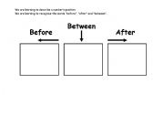 English worksheet: Before, after, between