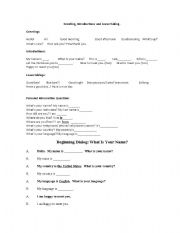 English worksheet: Greets and Personal Inf Vocabulary