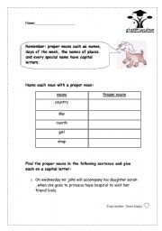 English Worksheet: proper nouns