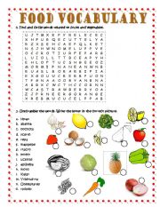 English Worksheet: FOOD VOCABULARY 