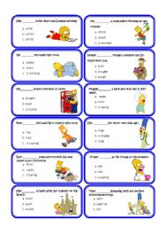 English Worksheet: Past simple_present simple_continous cards multiple choice 1/2