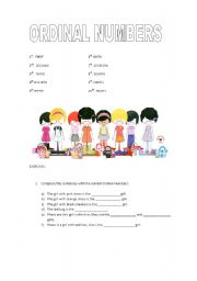 English worksheet: Ordinal Numbers - Exercises