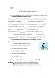 English worksheet: test on tenses