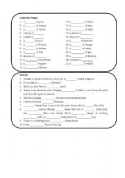 English Worksheet: Collective Nouns and Articles (with Key)
