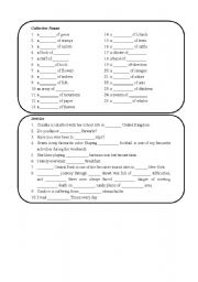 English worksheet: Collective Nouns and Articles (with Key)