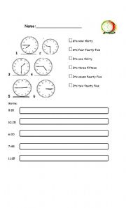 English worksheet: The time II