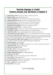 English Worksheet: Common phrases and Sentences in English: part 5