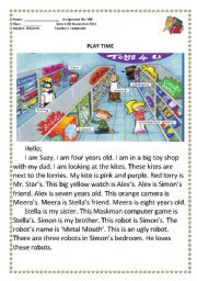 English Worksheet: toys reading