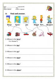 English Worksheet: possessives