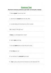 English Worksheet: Grammar Test