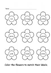 English worksheet: Colour the flowers