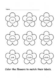 English Worksheet: Colour the flowers