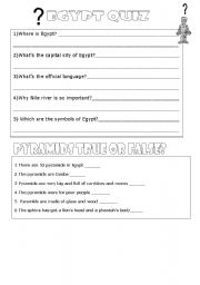 English Worksheet: Ancient Egypt Quiz