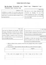 English Worksheet: Culture Shock in 5 stages