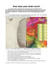 English Worksheet: How does your brain work? Internet Lesson