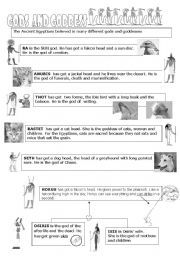 English Worksheet: Egypt Gods and Goddess