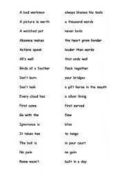 English worksheet: proverbs