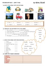 English Worksheet: VOCABULARY QUIZ