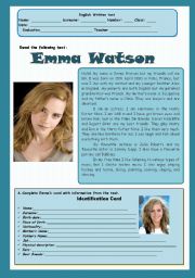 English Worksheet: Test - Ema Watson