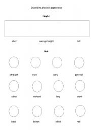 English worksheet: Describing physical appearance