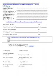 English worksheet: Using Can / Cant